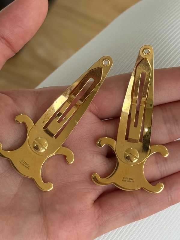 Celine Hair Accessories Set of 2 Triomphe Snap Hair Clips in