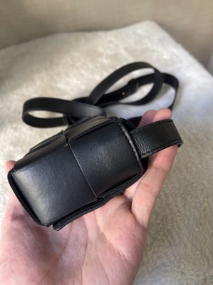 Bottega Veneta Cassette Mini Leather Crossbody Bag Black