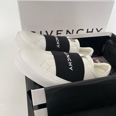 Givenchy Sneakers In Leather With Givenchy Webbing White Black