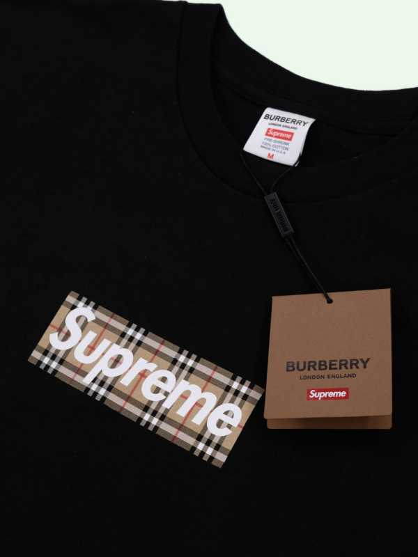 SUPREME X BURBERRY Box Logo Tee Black | escapeauthority.com