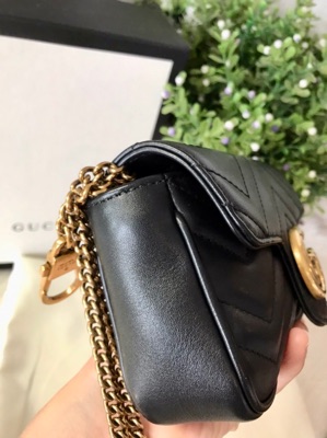 GUCCI GG Marmont Super Mini Shoulder Bag Leather Black 476433