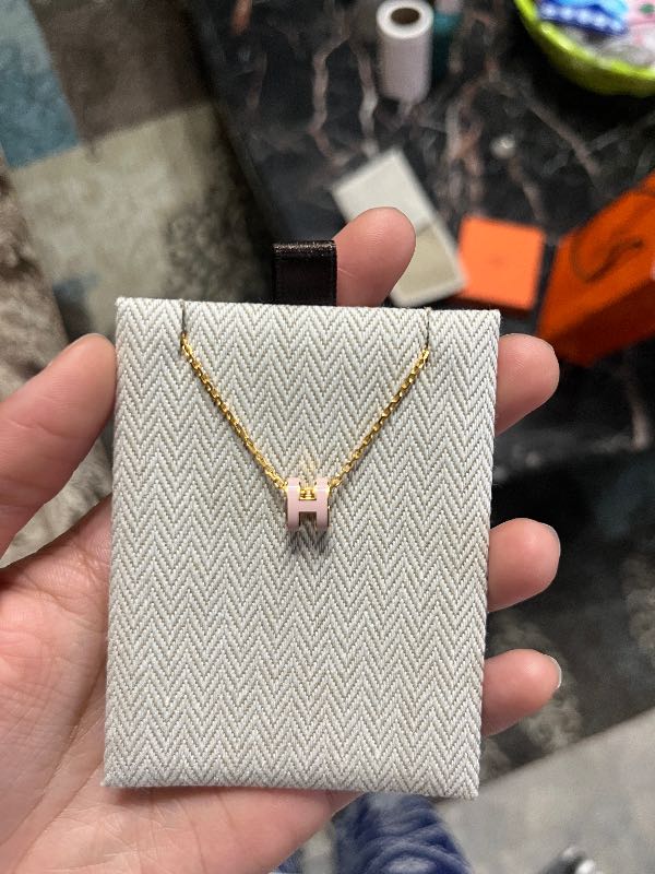 Hermes Mini Pop H Pendant In Lacquered Metal With Gold