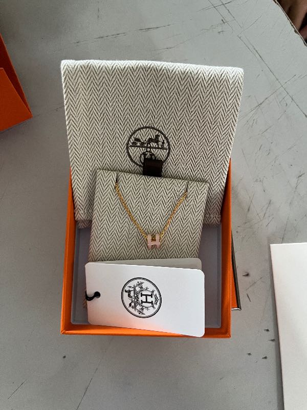 Hermes Mini Pop H Pendant In Lacquered Metal With Gold