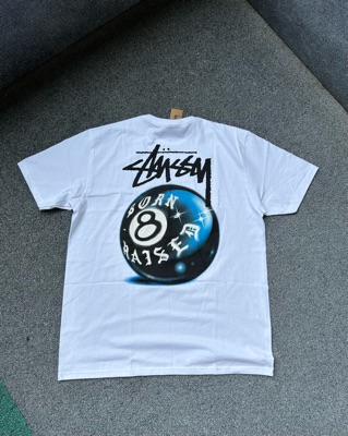 SASOM | apparel Stussy & Born x Raised 8 Ball Tee White Check the