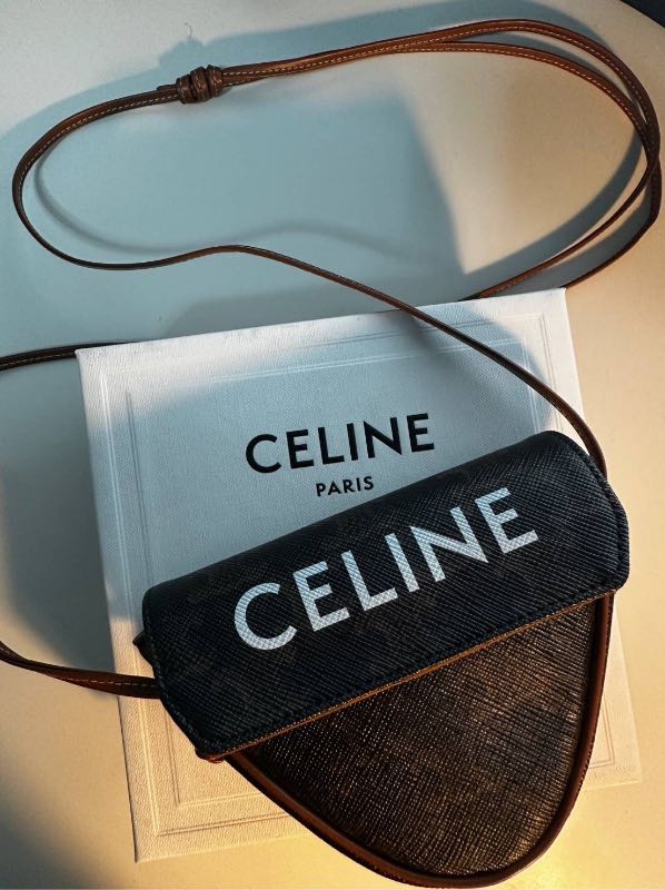 Celine Mini Triangle in Triomphe Canvas with Celine Print Tan 10I192DM5-04LI