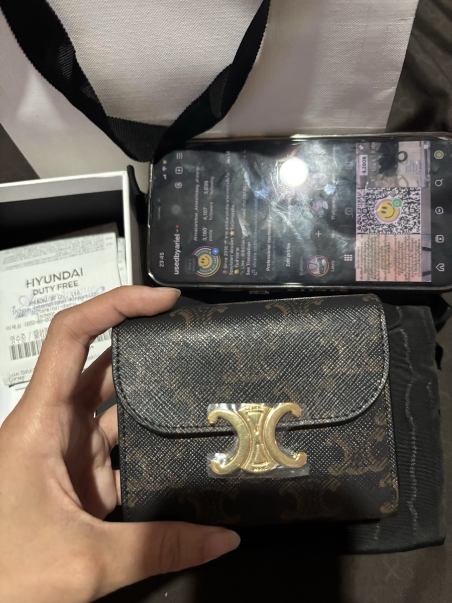 Celine Small Wallet Triomphe In Triomphe Canvas With Gold Celine Small Wallet Triomphe In Triomphe Canvas With Gold