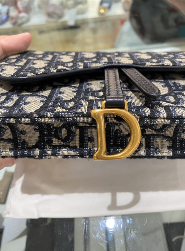 Dior Saddle Belt Pouch In Blue Dior Oblique Jacquard