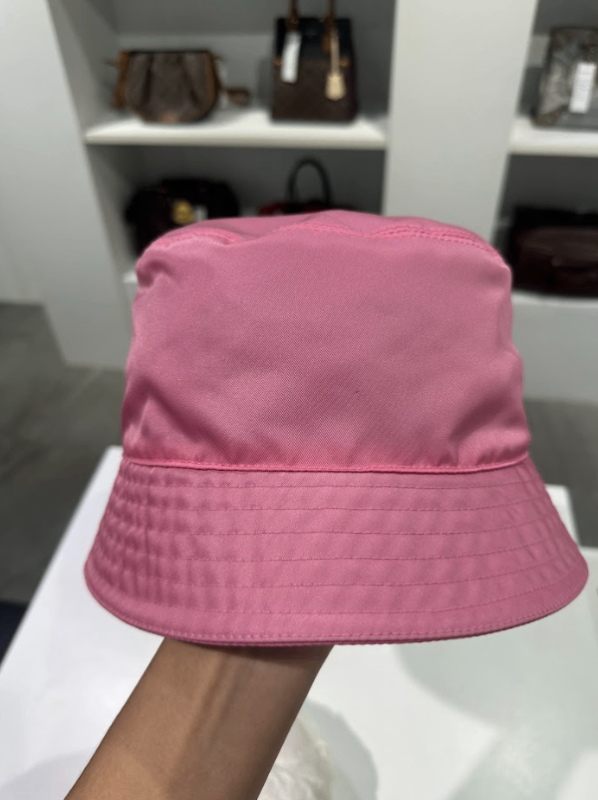 Authentic Prada Nylon Bucket Hat in “Begonia Pink” Prada Re-Nylon Bucket Hat With Enameled Metal Triangle Logo  main image 3