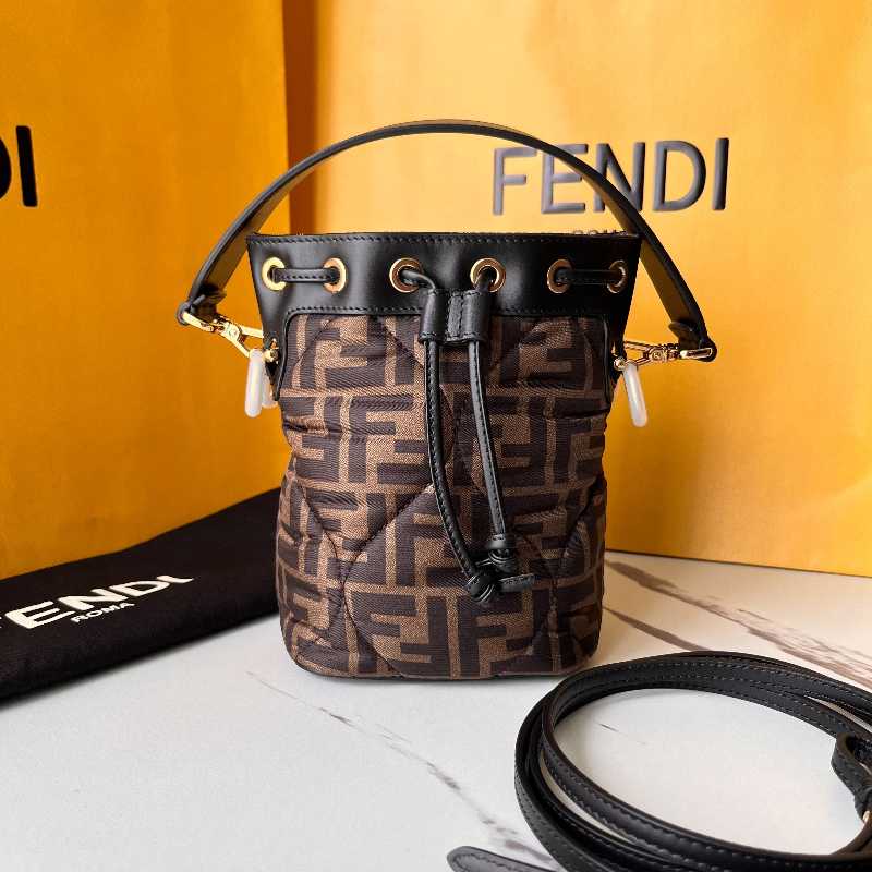 Fendi Mon Tresor Bag In FF Jacquard Fabric With Gold-Finish