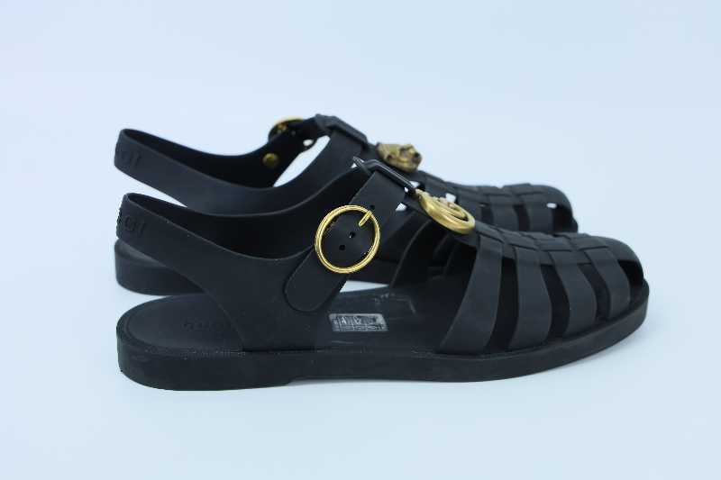Buy & Sell Gucci Rubber Buckle Strap Sandals Black | SASOM