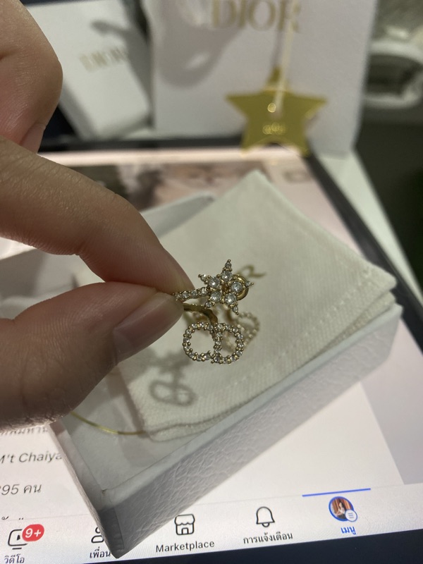 Dior Clair D Lune Earrings Gold-Finish Metal And White Crystals Dior Clair D Lune Earrings Gold-Finish Metal And White Crystals