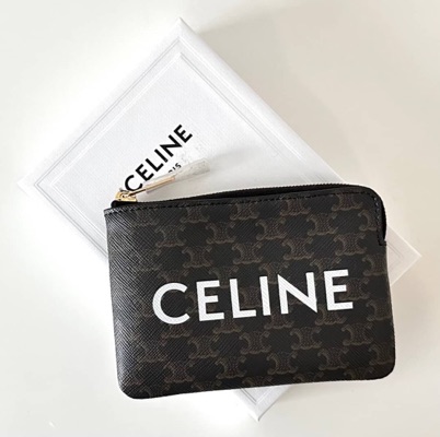 Shop CELINE Triomphe Canvas 2019-20FW Coin & Card Pouch In