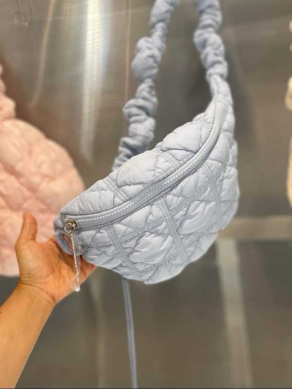 Carlyn Cozy Fanny In Nylon With Silver Hardware Cloud Blue