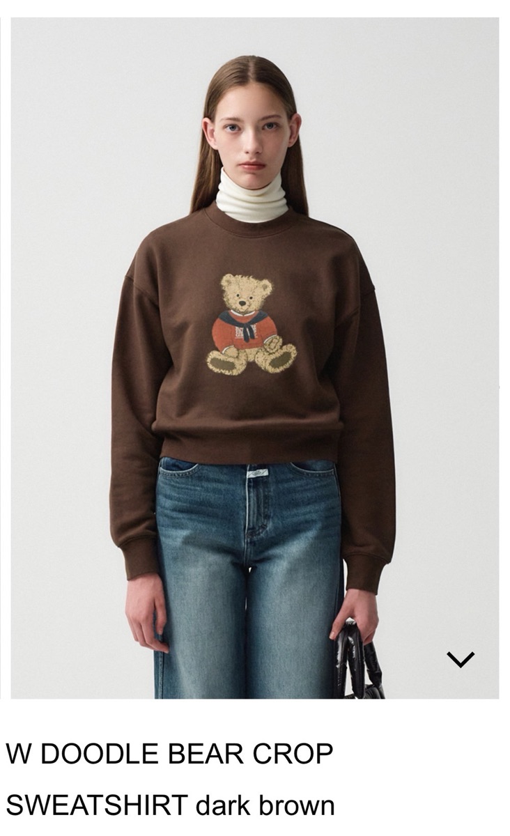 Marithe Francois Girbaud W Doodle Bear Crop Sweatshirt Dark