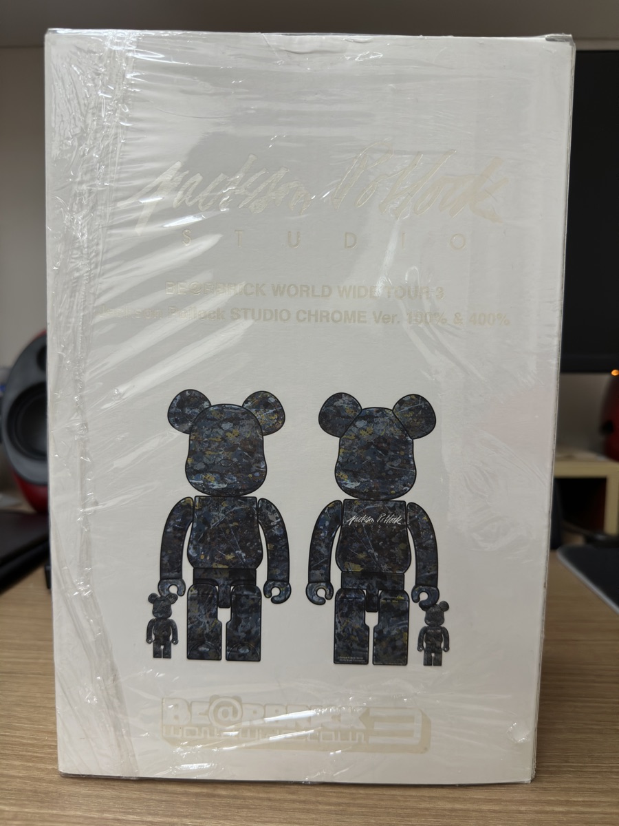 BE@RBRICK Jackson Pollock Studio Chrome Ver. 400% + 100%