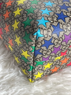 GUCCI Children's Rainbow Star Supreme Canvas Tote Bag Multicolor 41081