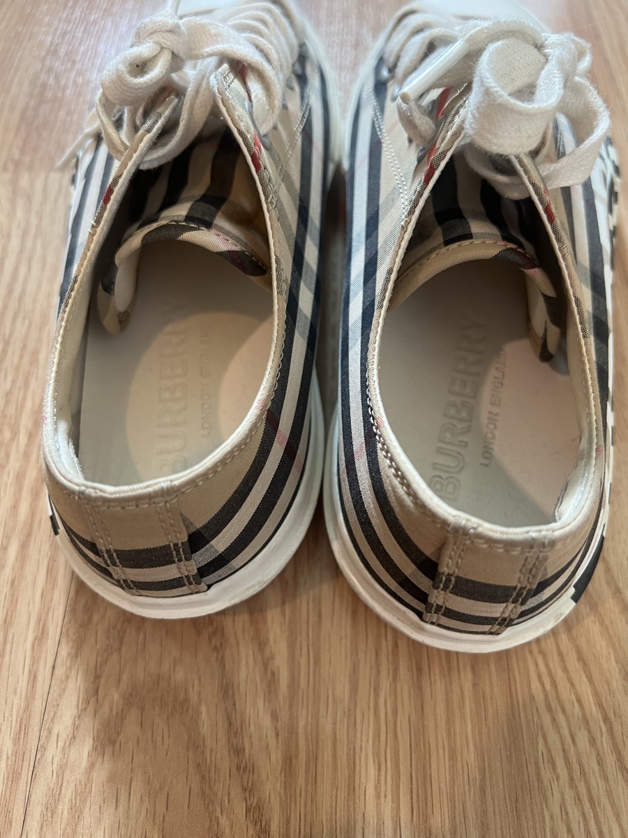 Burberry Logo Print Vintage Check Cotton Sneakers Archive