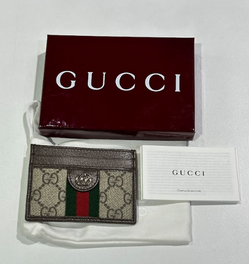 Gucci Ophidia Card Case Variation Beige And Brown 