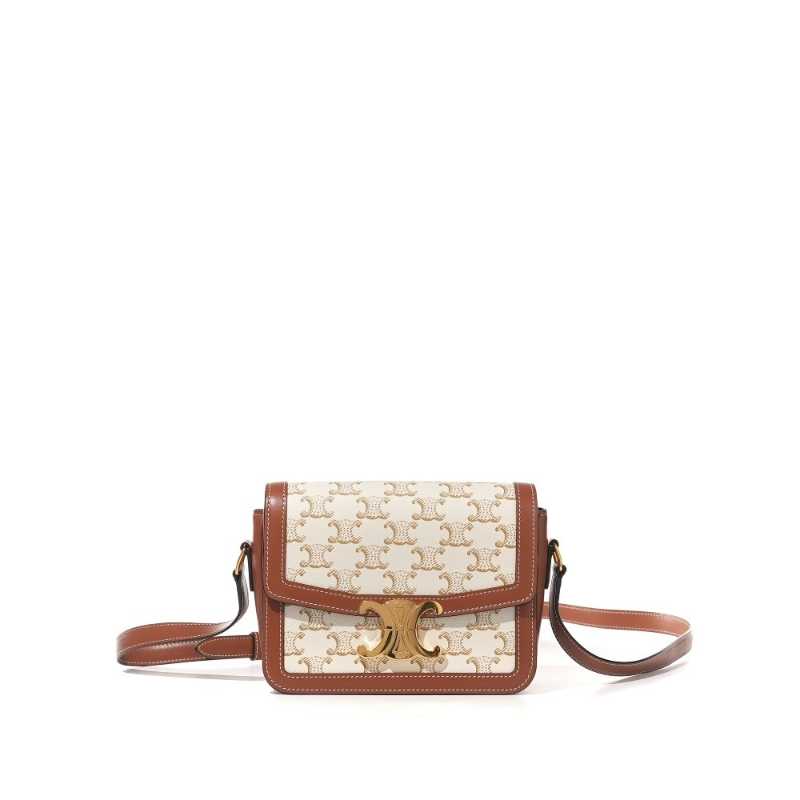 Celine Teen Triomphe Bag In Triomphe Canvas And Calfskin