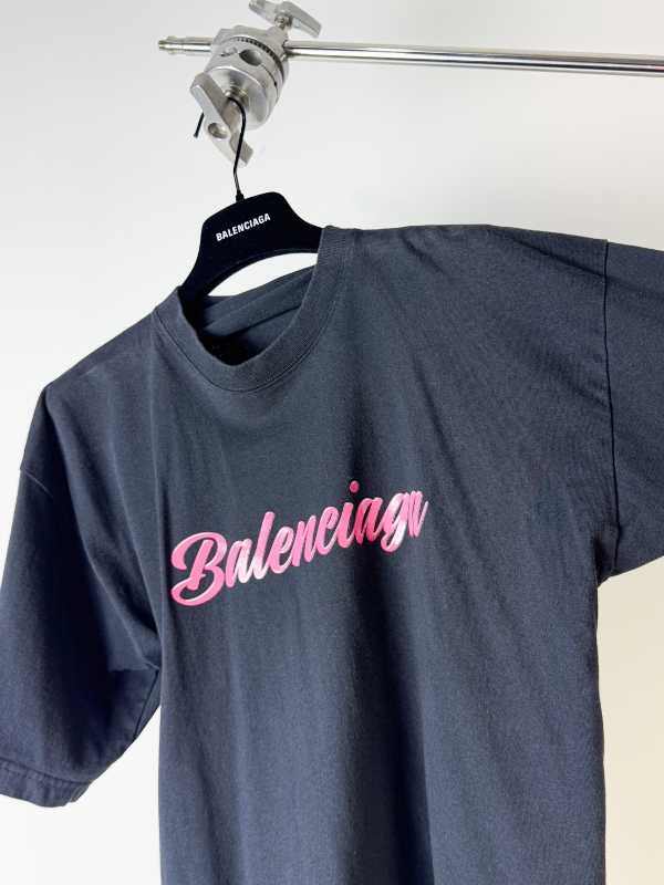 Buy Balenciaga Logo Cotton Tee Black-Pink SASOM