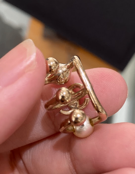 Chanel CC Single Ear Cuff In Pearl And Crystal With Gold