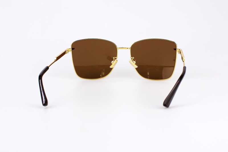 Bottega Veneta BV1237S Sunglasses In Gold Metal With Brown Lens display picture 1