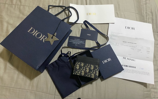 Dior Card Holder Dior Oblique Jacquard & Grained Calfskin Beige  2ESCH135YSE_H05E