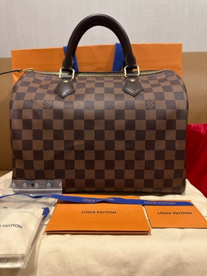 Auth Louis Vuitton Speedy Bandouliere 30 Damier Ebene N41367