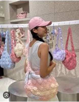 Carlyn Soft Cotton Candy L In Nylon With Silver Hardware