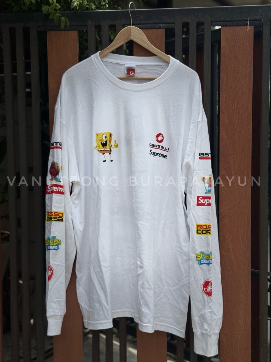 Supreme SpongeBob SquarePants Castelli Racing L/S Tee White