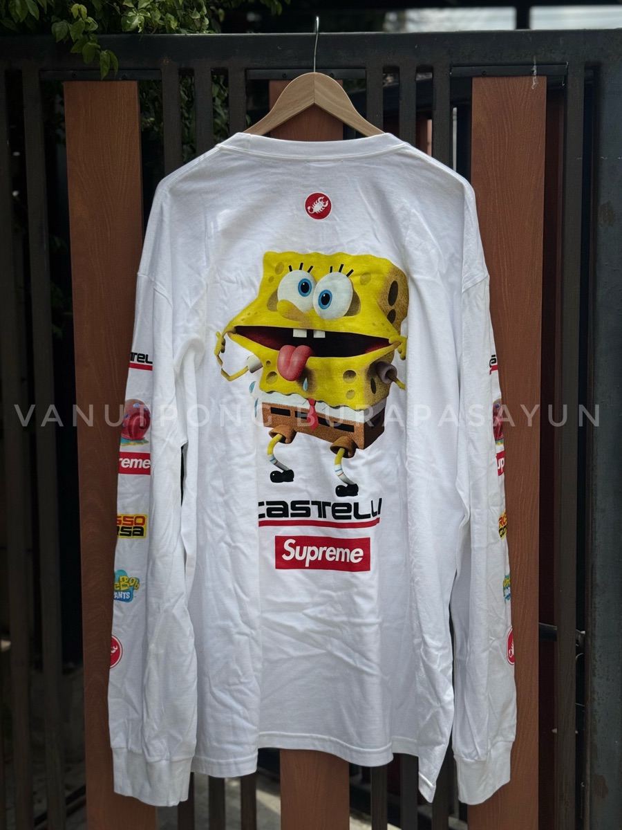 Supreme SpongeBob SquarePants Castelli Racing L/S Tee White