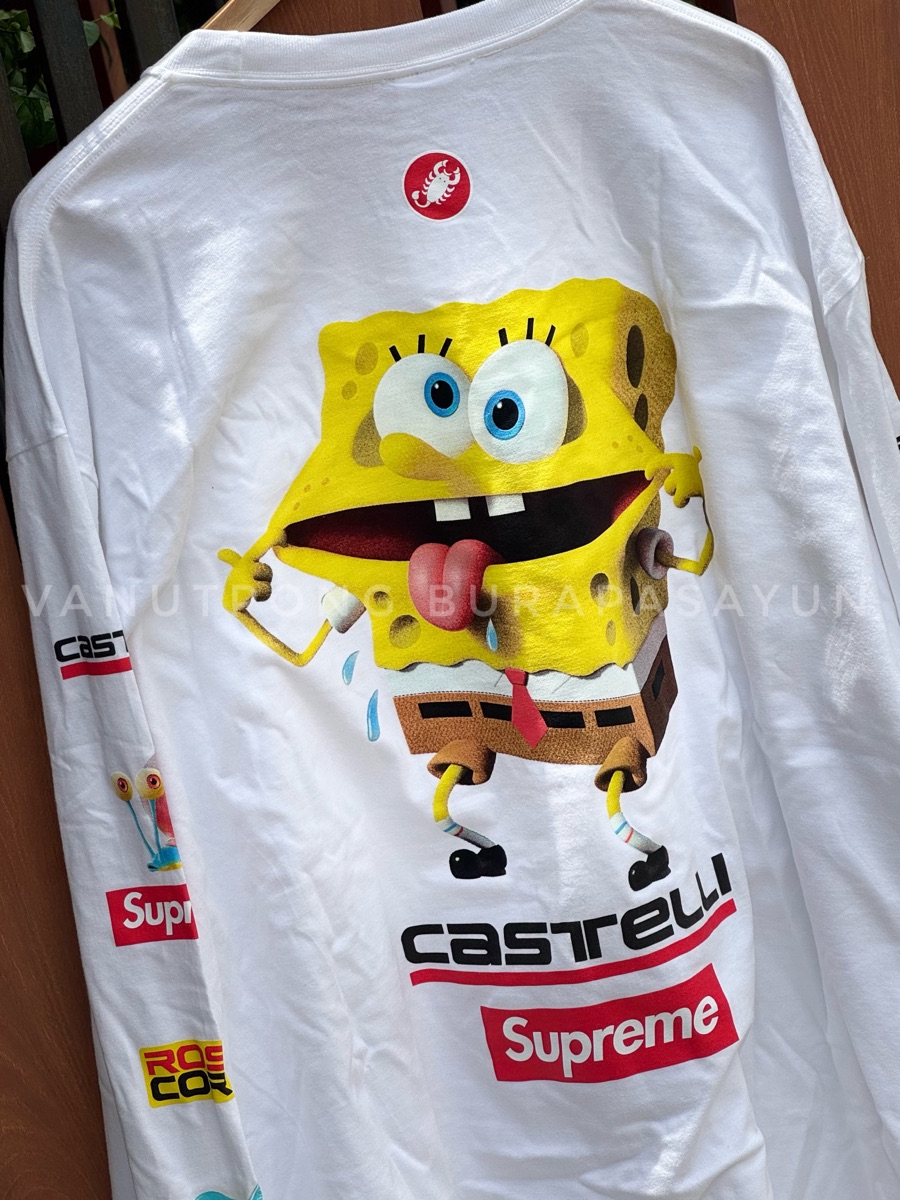 Tシャツ・カットソー Supreme x SpongeBob SquarePants Castelli Racing L/S White s-l1200.jpg