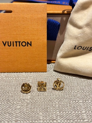 LOUIS VUITTON Metal Crazy In Lock Earrings Set Gold 922454
