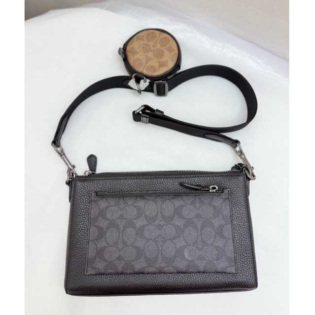 Coach Holden Crossbody In Blocked Signature Charcoal Tan Black