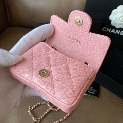 CHANEL Caviar Quilted Mini Chain Belt Bag Light Pink 1101983