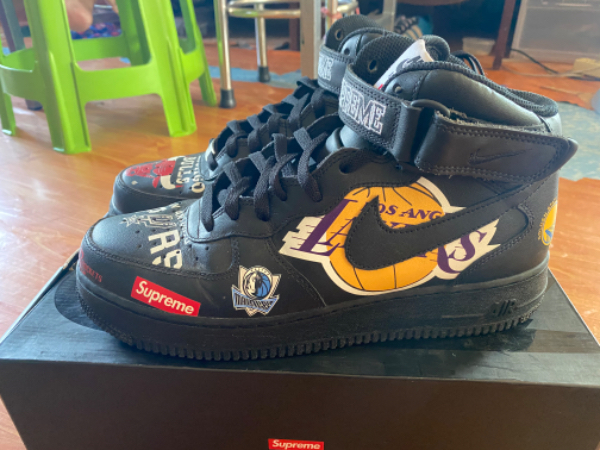 2018 Supreme NBA Black Nike Air Force 1 Mid '07 SS18 AQ8017-001 Size 14 New  DS