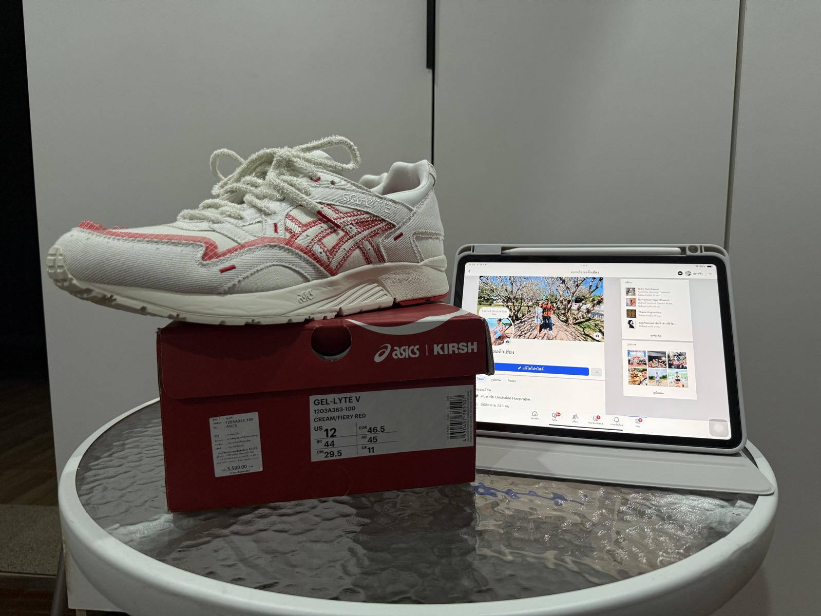 สนีกเกอร์ Asics x Kirsh Gel-Lyte V Cream Fiery Red | SASOM