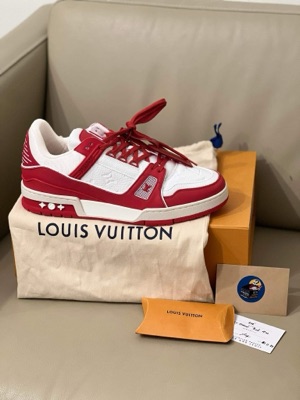 Louis Vuitton White & Red Trainers – Savonches