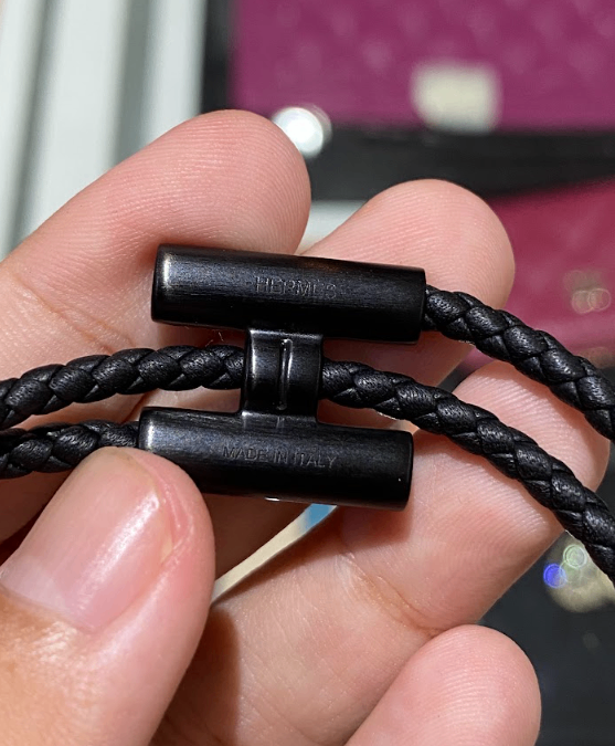 Hermes Tournis Tresse Bracelet In Swift Calfskin Noir With So