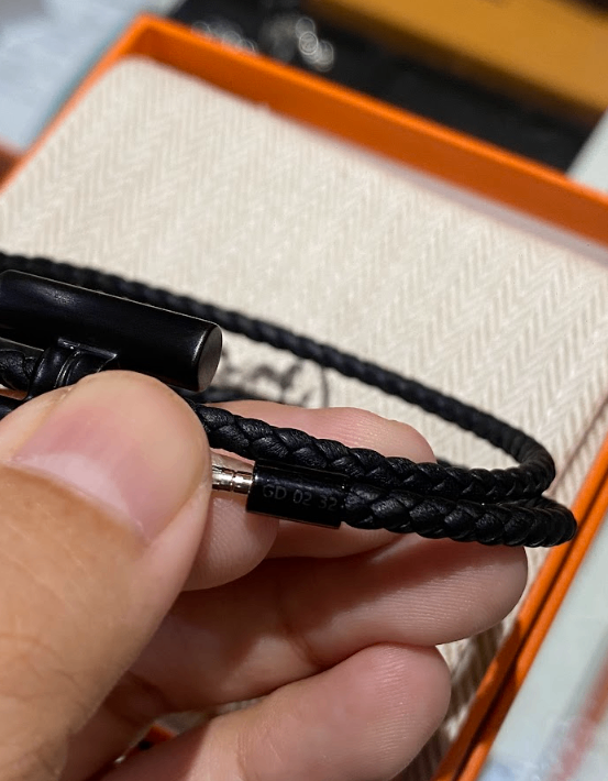 Hermes Tournis Tresse Bracelet In Swift Calfskin Noir With So