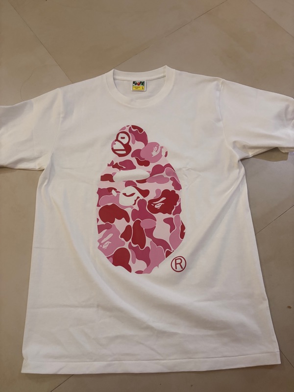 Bape Abc Camo Milo on Big Ape Tee White Pink | ของแท้