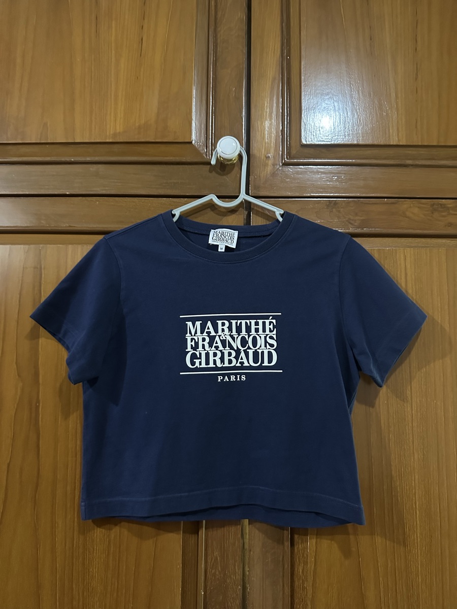 Marithe Francois Girbaud W Classic Logo Crop Tee Navy