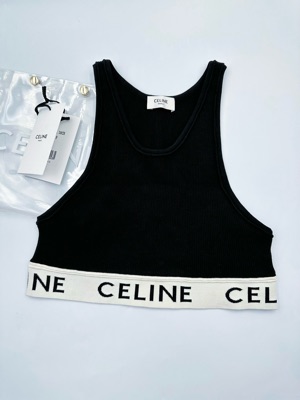 SASOM  เสื้อผ้า Celine Sports Bra In Athletic Knit Black Cream  เช็คราคาล่าสุด