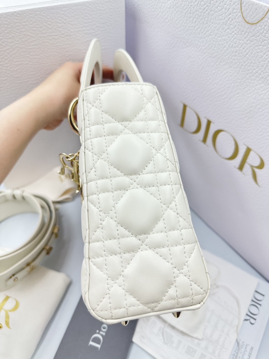 【ヴィンテージ】Rank:S☆Dior White Small ABC Cannage バック Dior Small Lady Dior My ABCDior Bag In Cannage Lambskin With