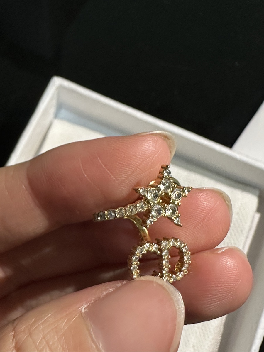 Dior Clair D Lune Earrings Gold-Finish Metal And White Crystals