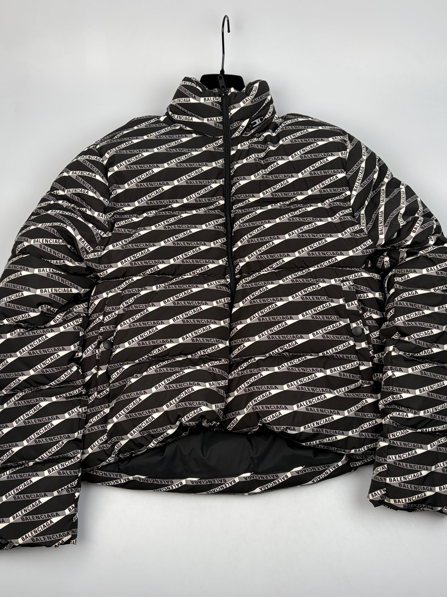 Balenciaga Logo-Print Shell Jacket Black