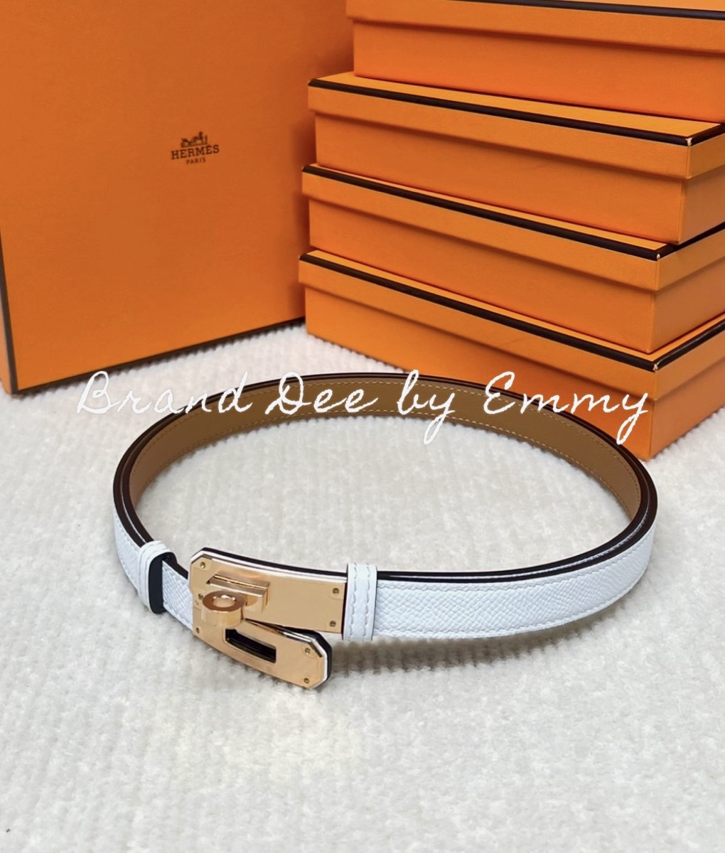 HERMES】上品 blanc/gold & rose gold☆大人気ベルト ケリー18