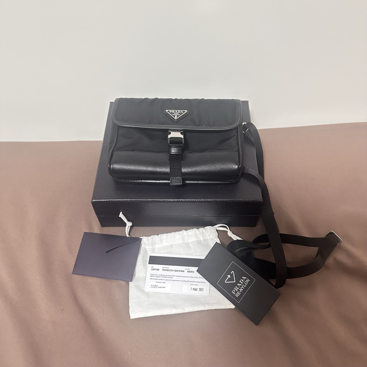 Prada Re-Nylon And Saffiano Leather Smartphone Case With Prada Re-Nylon And Saffiano Leather Smartphone Case With