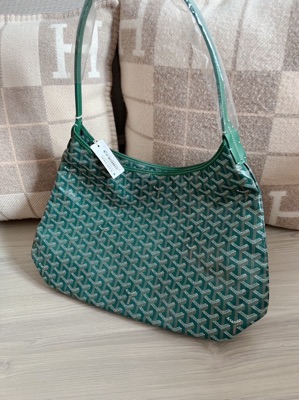 GOYARD  Bohème Hobo Bag Green Goyardine Canvas & Calfskin - 27 x