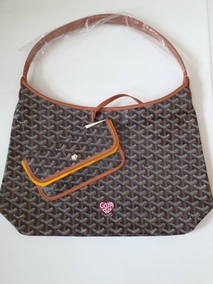 Goyard Boheme Hobo Bag Black/Tan in Goyardine Canvas & Chevroches